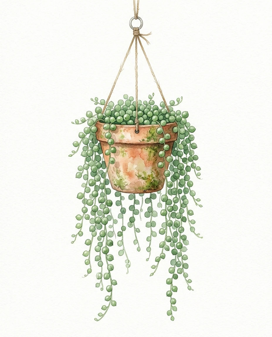 Hanging String of Pearls Succulent Illustration preview 5