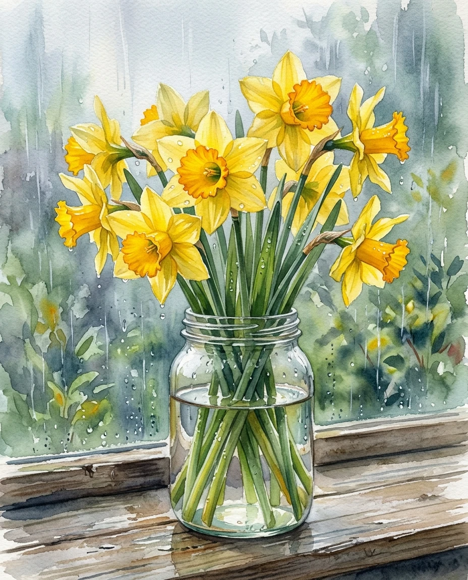 Yellow Daffodil Rain preview 5