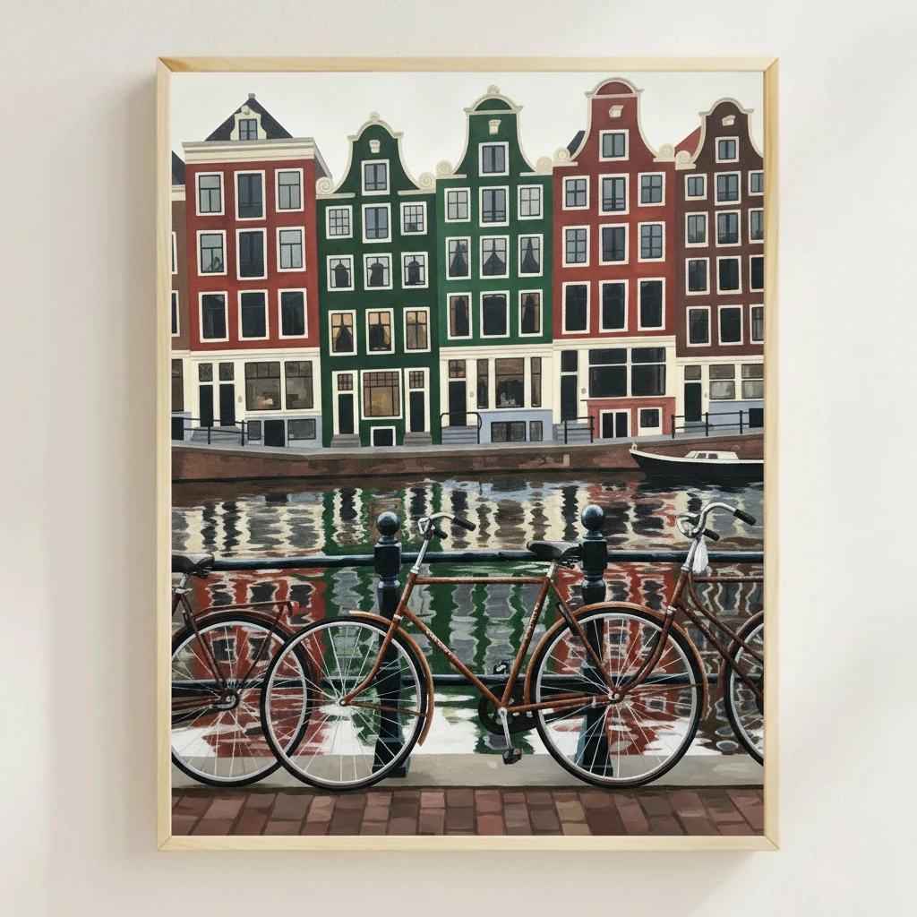 Canal Side Bicycles watercolor art print