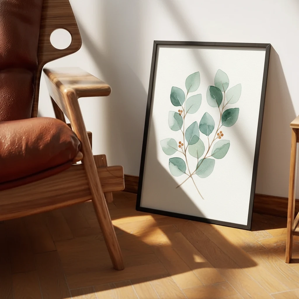 Muted Teal Leaves preview 3