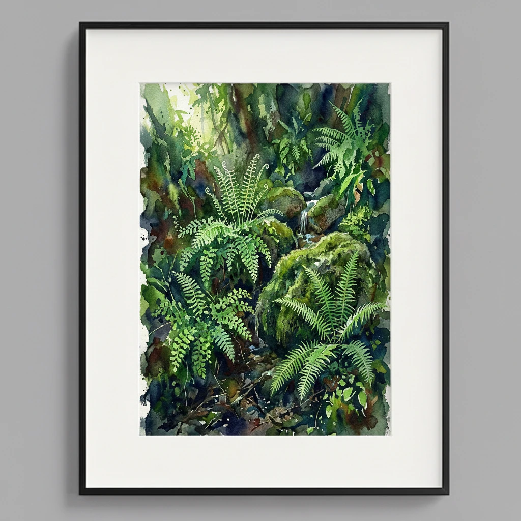 Ancient Fern Grotto watercolor art print