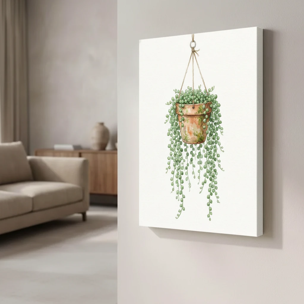 Hanging String of Pearls Succulent Illustration preview 2