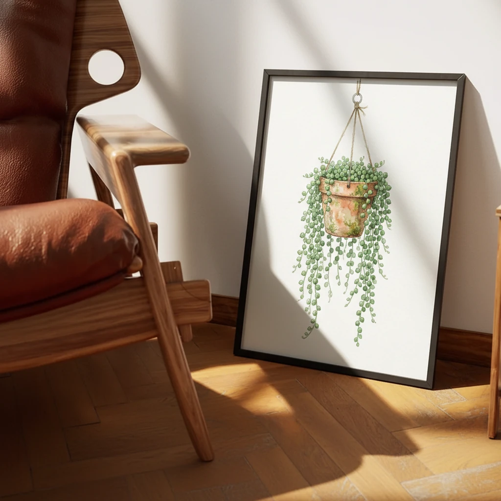 Hanging String of Pearls Succulent Illustration preview 3