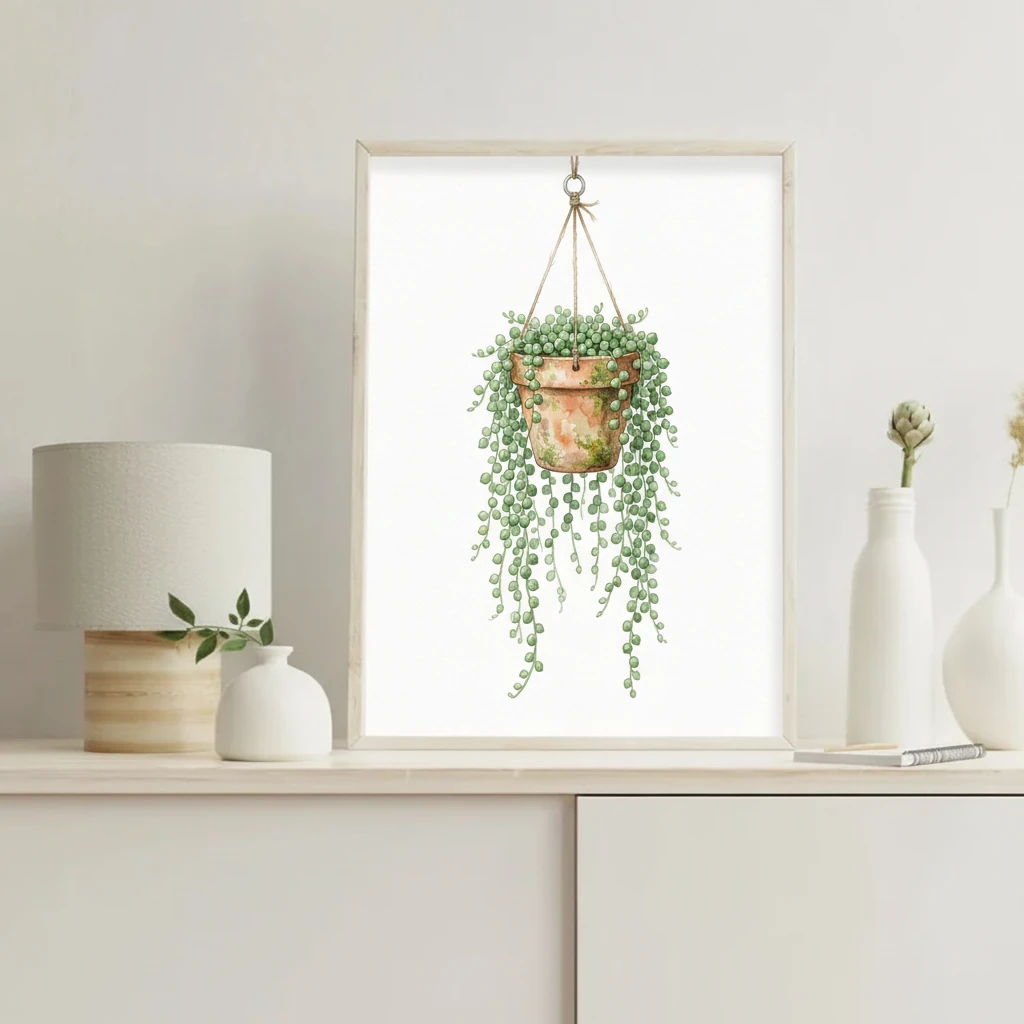 Hanging String of Pearls Succulent Illustration preview 4