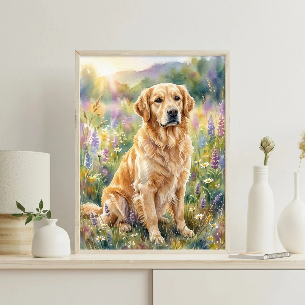 Golden Retriever in Sunlit Meadow preview 3