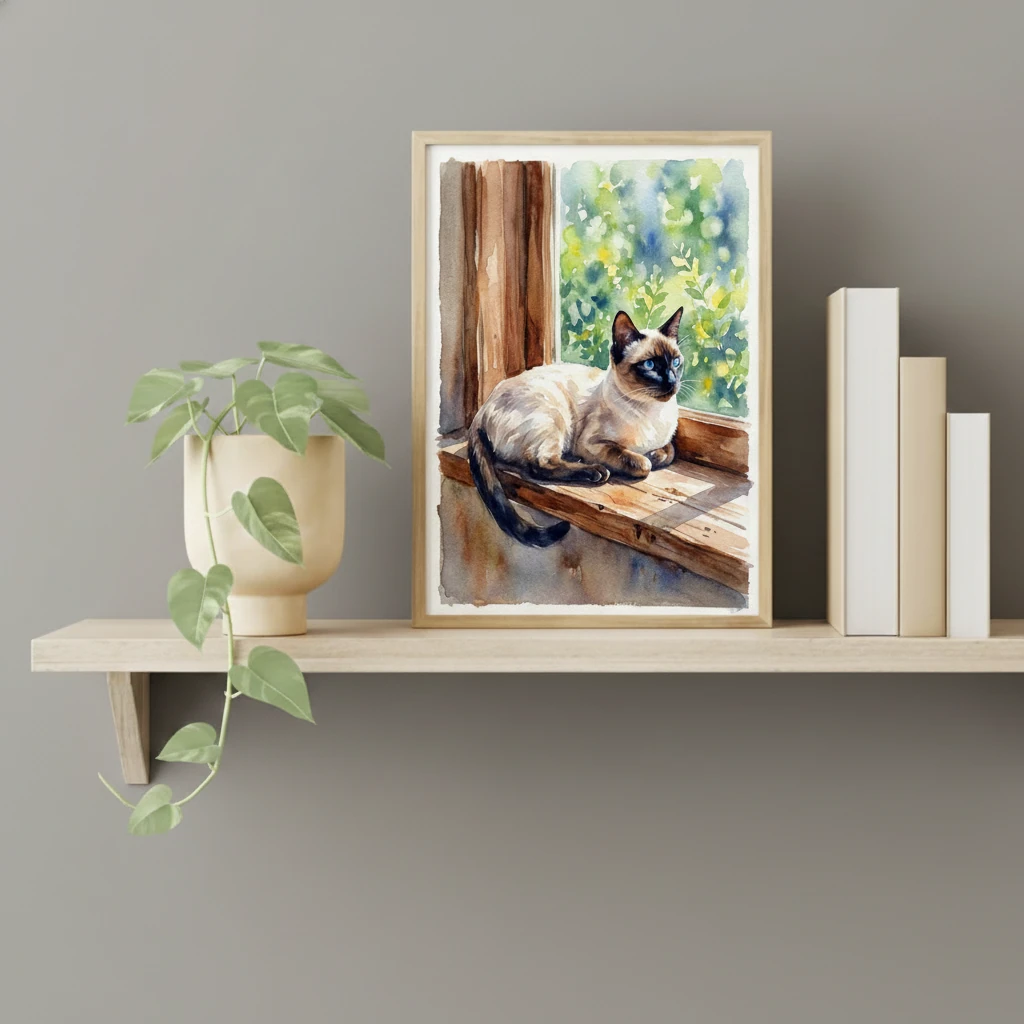 Siamese Cat in Window Sunbeam preview 2
