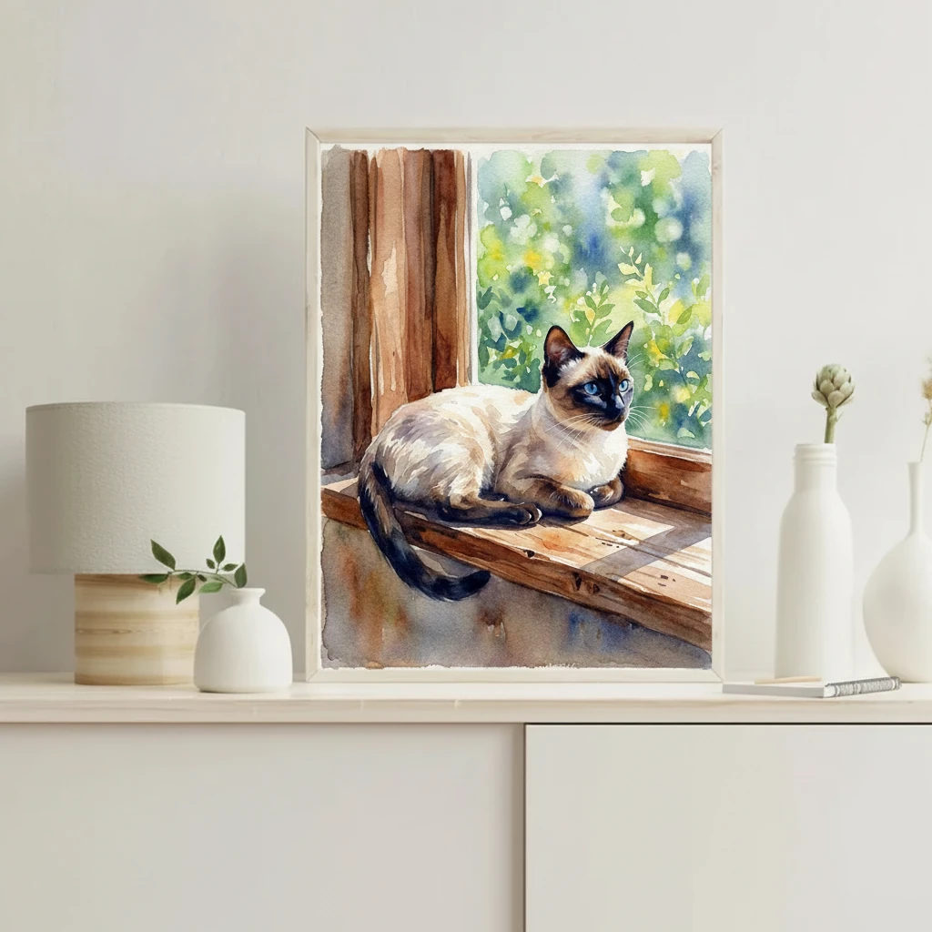 Siamese Cat in Window Sunbeam preview 3