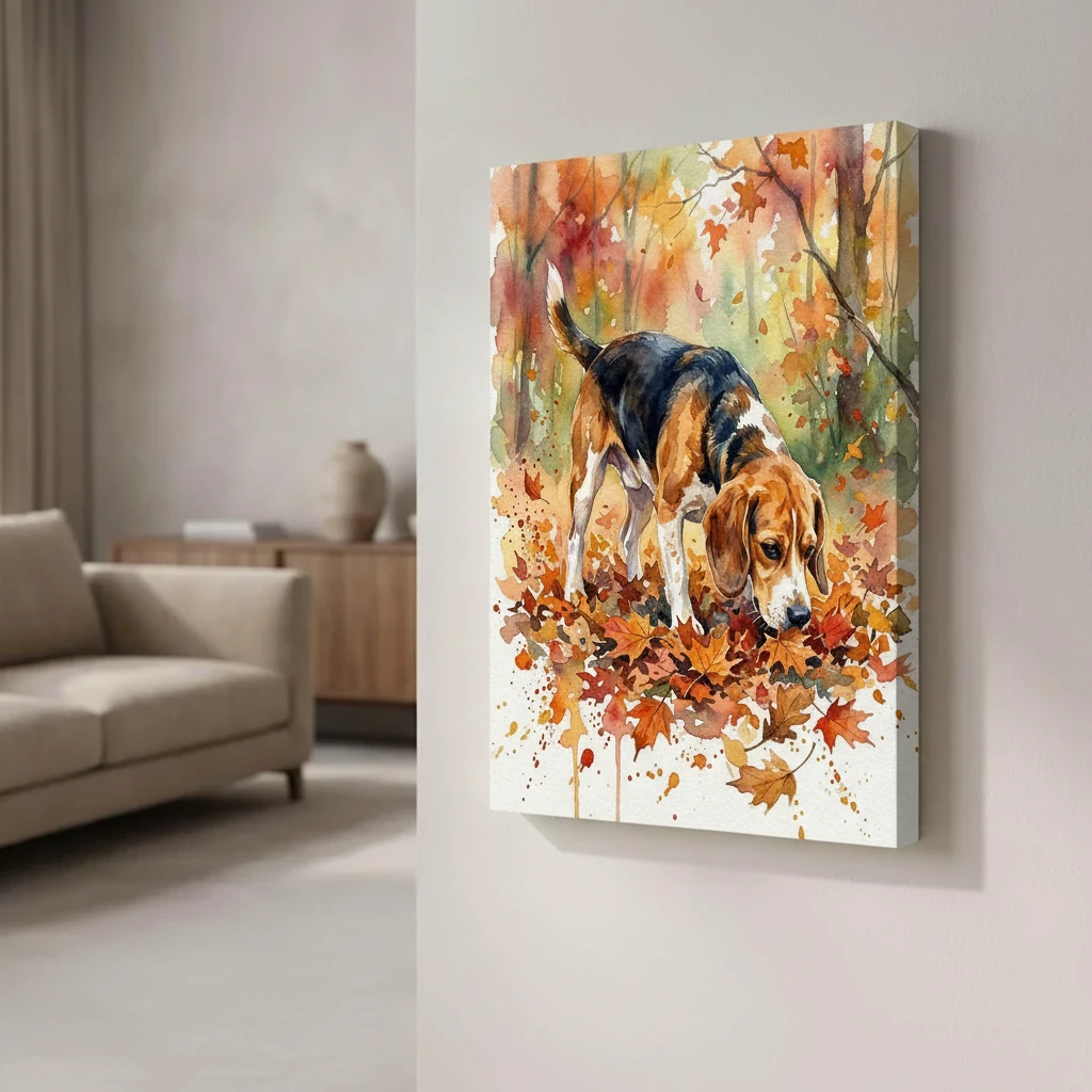 Beagle Dog in Autumn Leaves preview 4