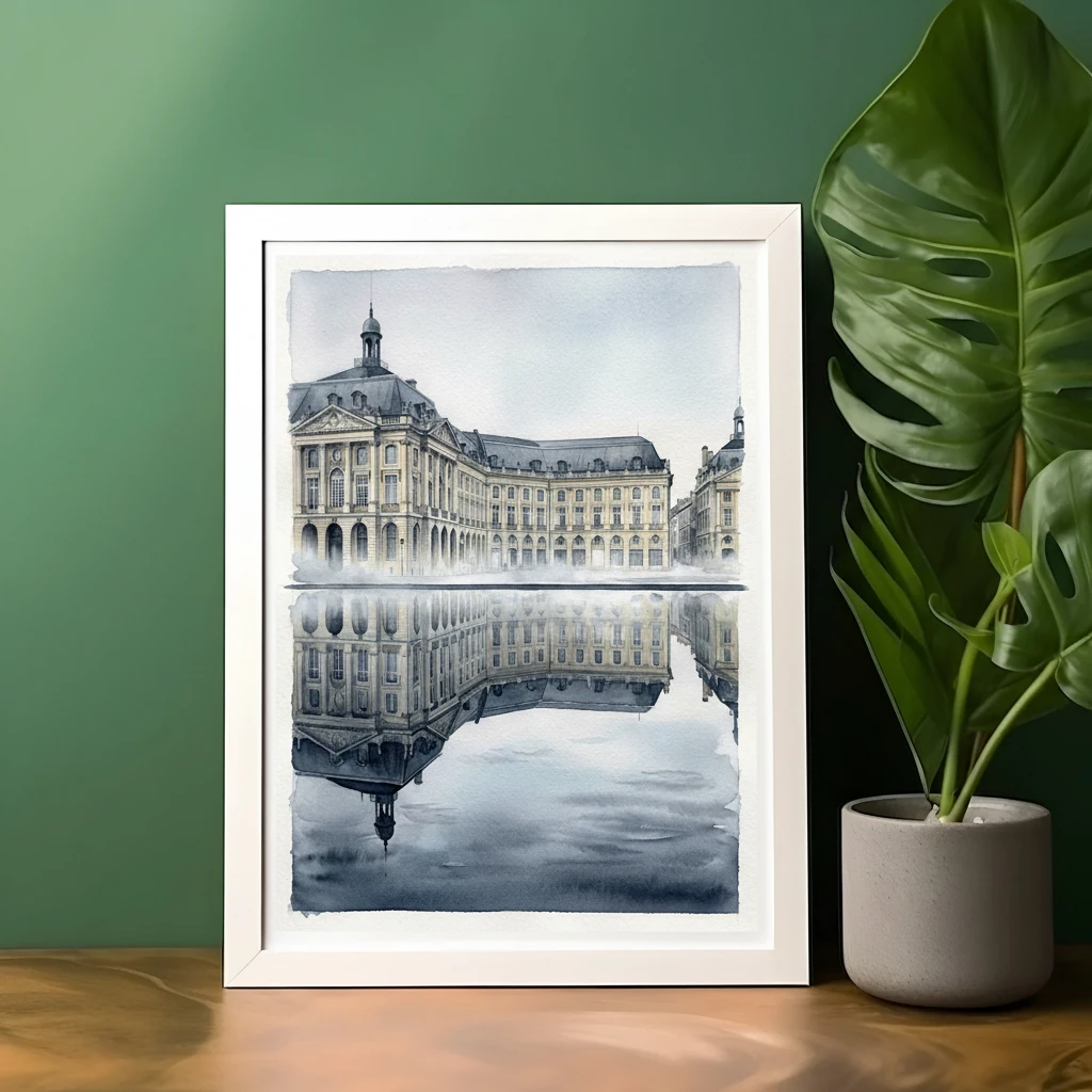 Bordeaux Water Mirror watercolor art print