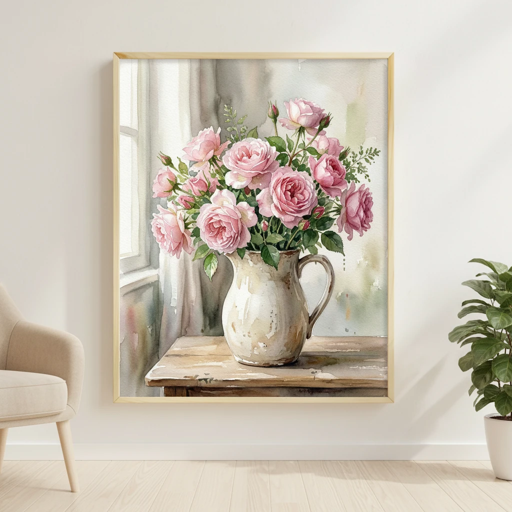 Pink Roses Ceramic Pitcher preview 2