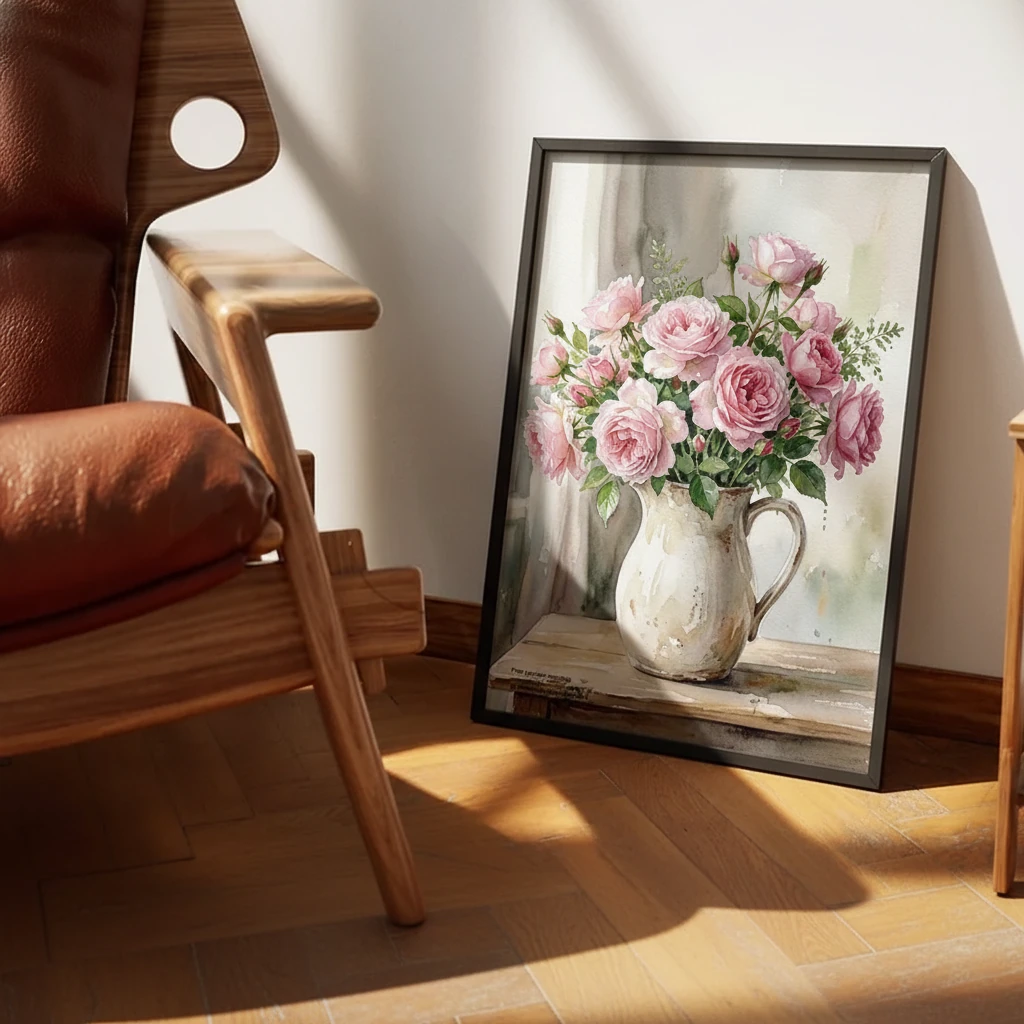 Pink Roses Ceramic Pitcher preview 3