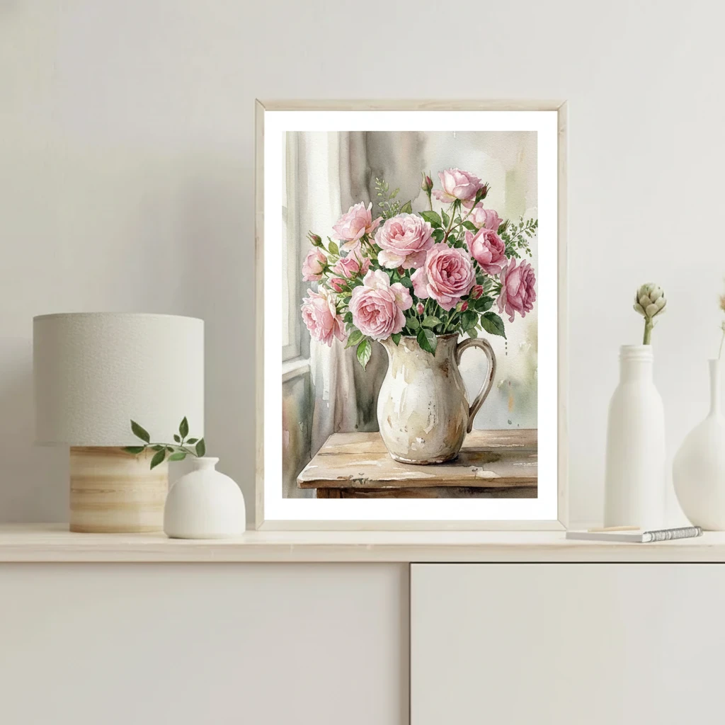 Pink Roses Ceramic Pitcher preview 4