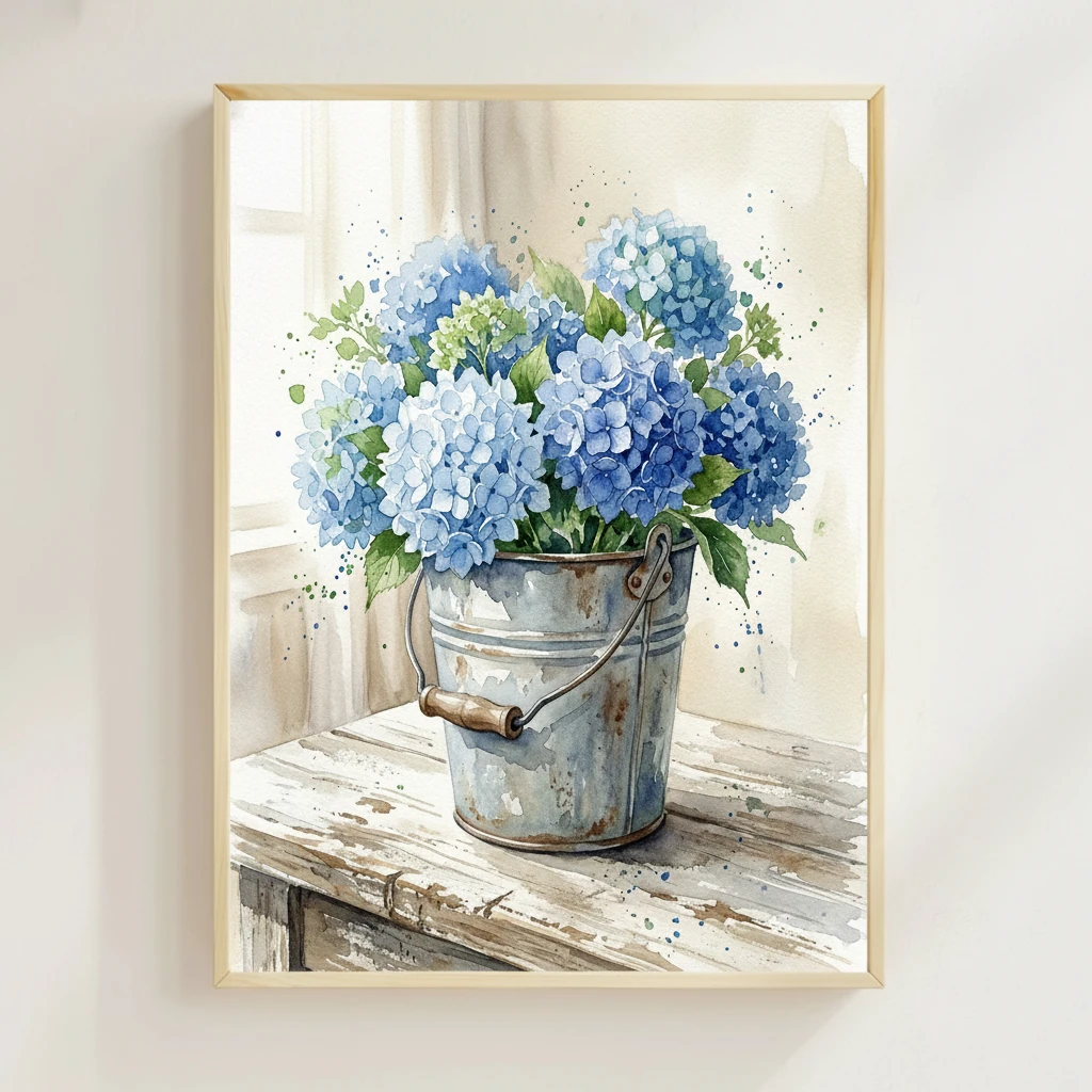 Blue Hydrangeas Galvanized preview 2