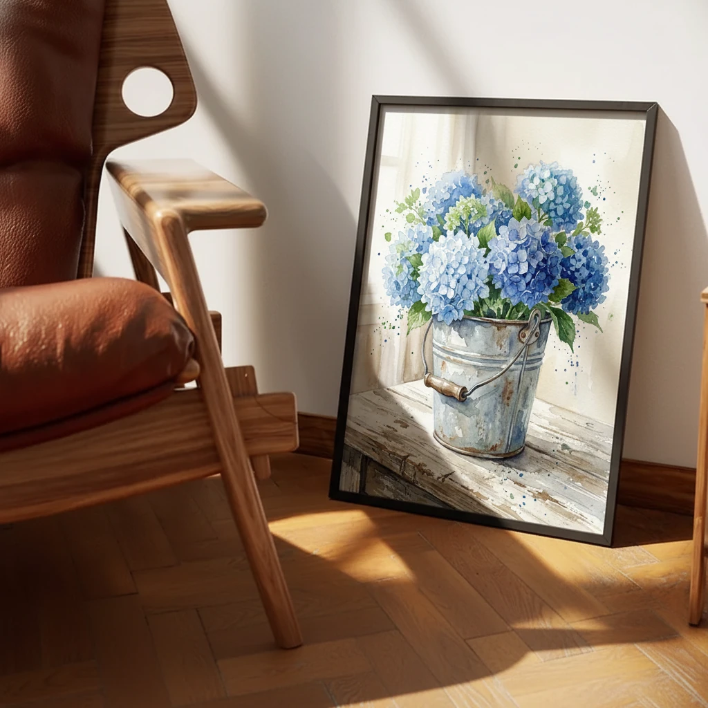 Blue Hydrangeas Galvanized preview 4