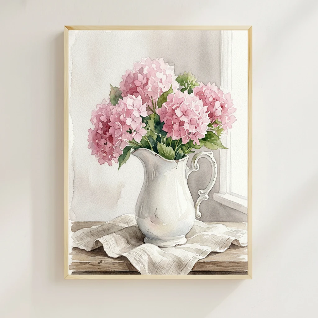 Pink Hydrangeas Milk Pitcher preview 2
