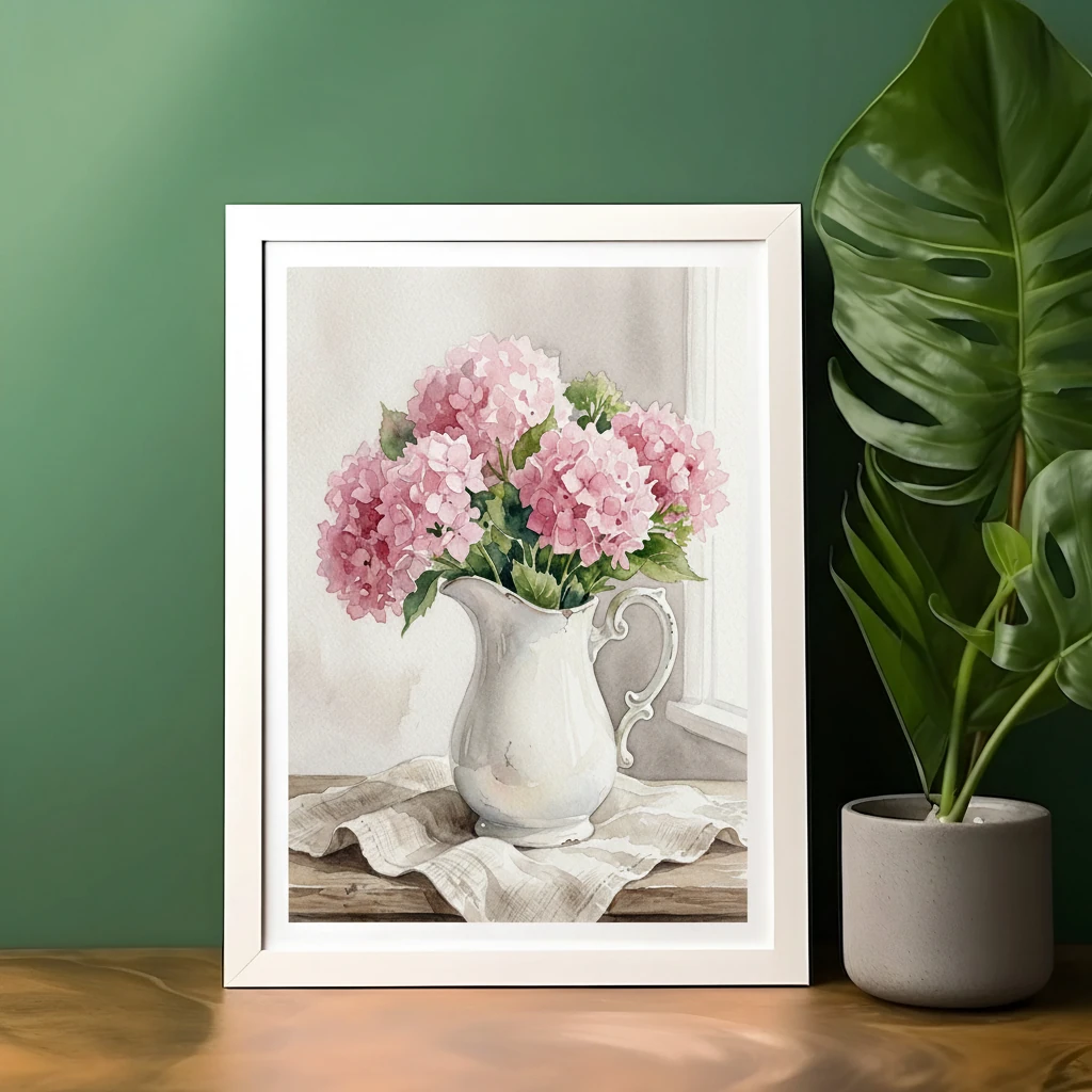 Pink Hydrangeas Milk Pitcher preview 3