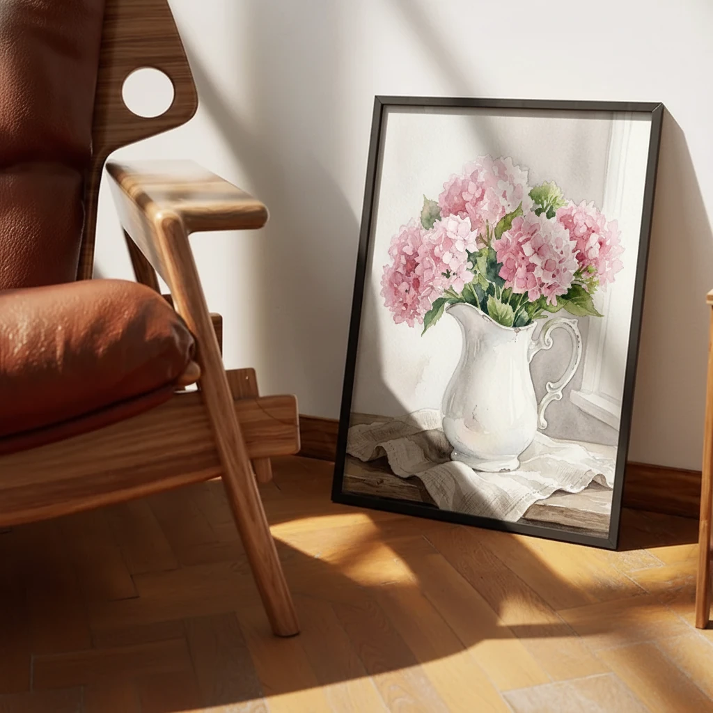 Pink Hydrangeas Milk Pitcher preview 4