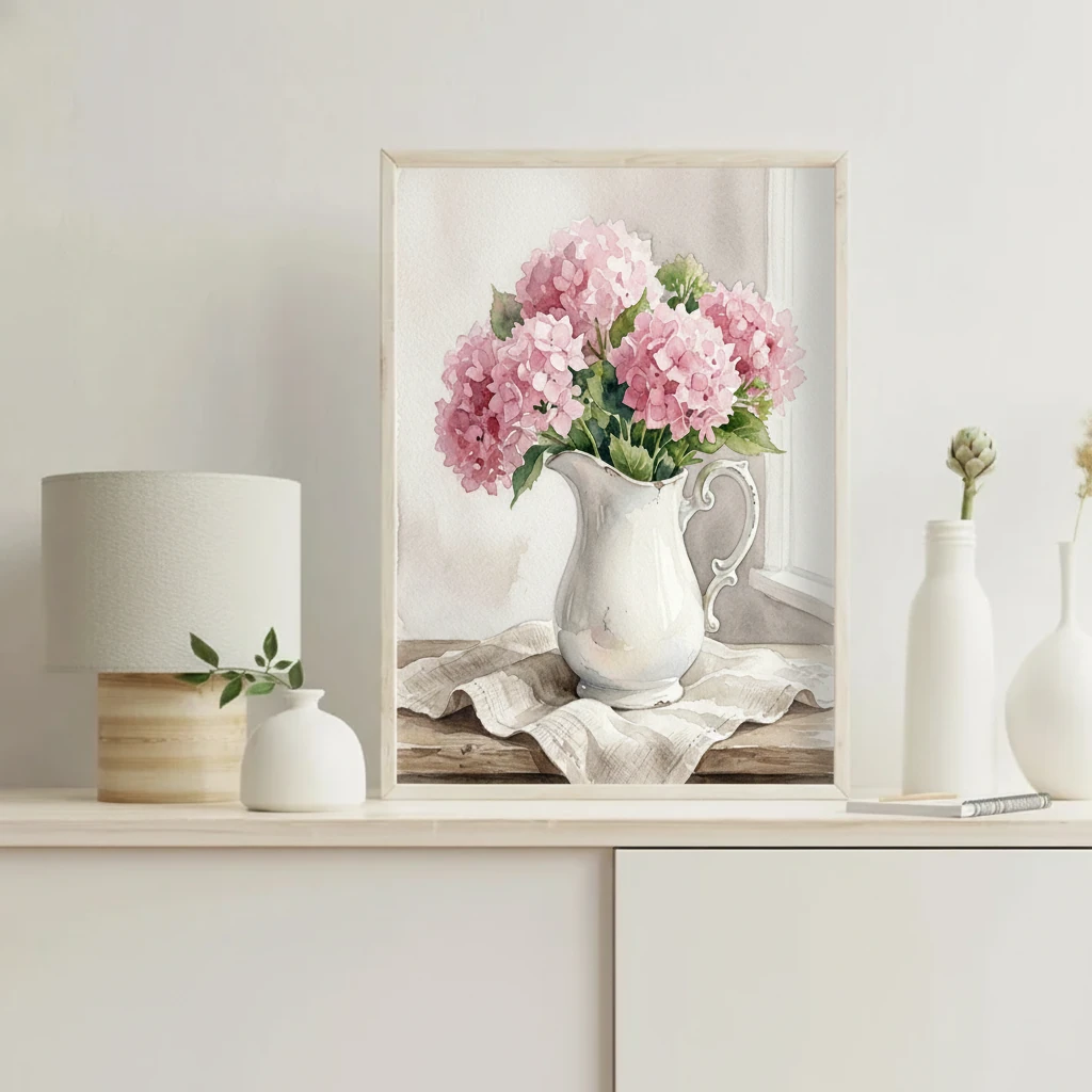 Pink Hydrangeas Milk Pitcher preview 5