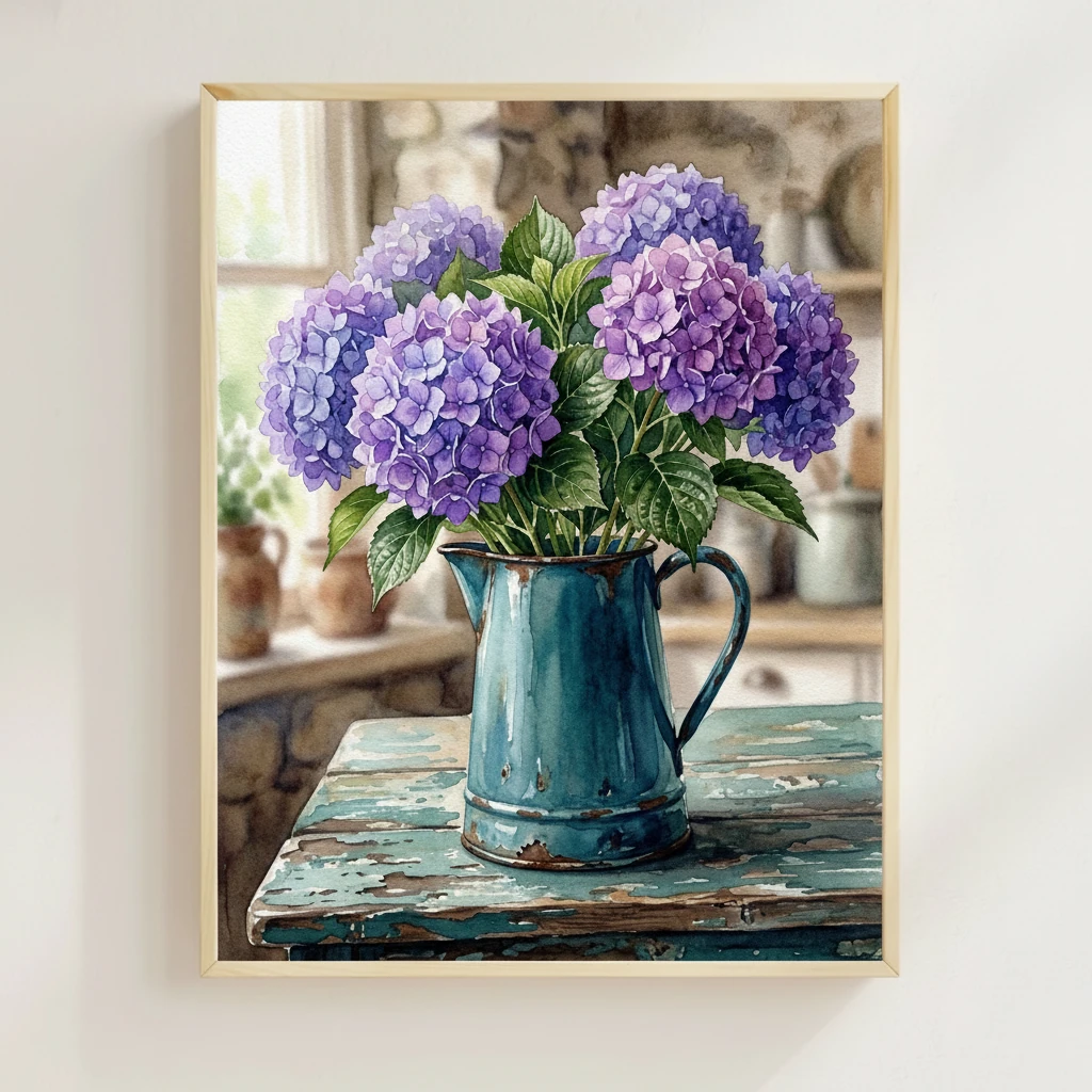 Purple Hydrangeas Enamel Pitcher preview 2