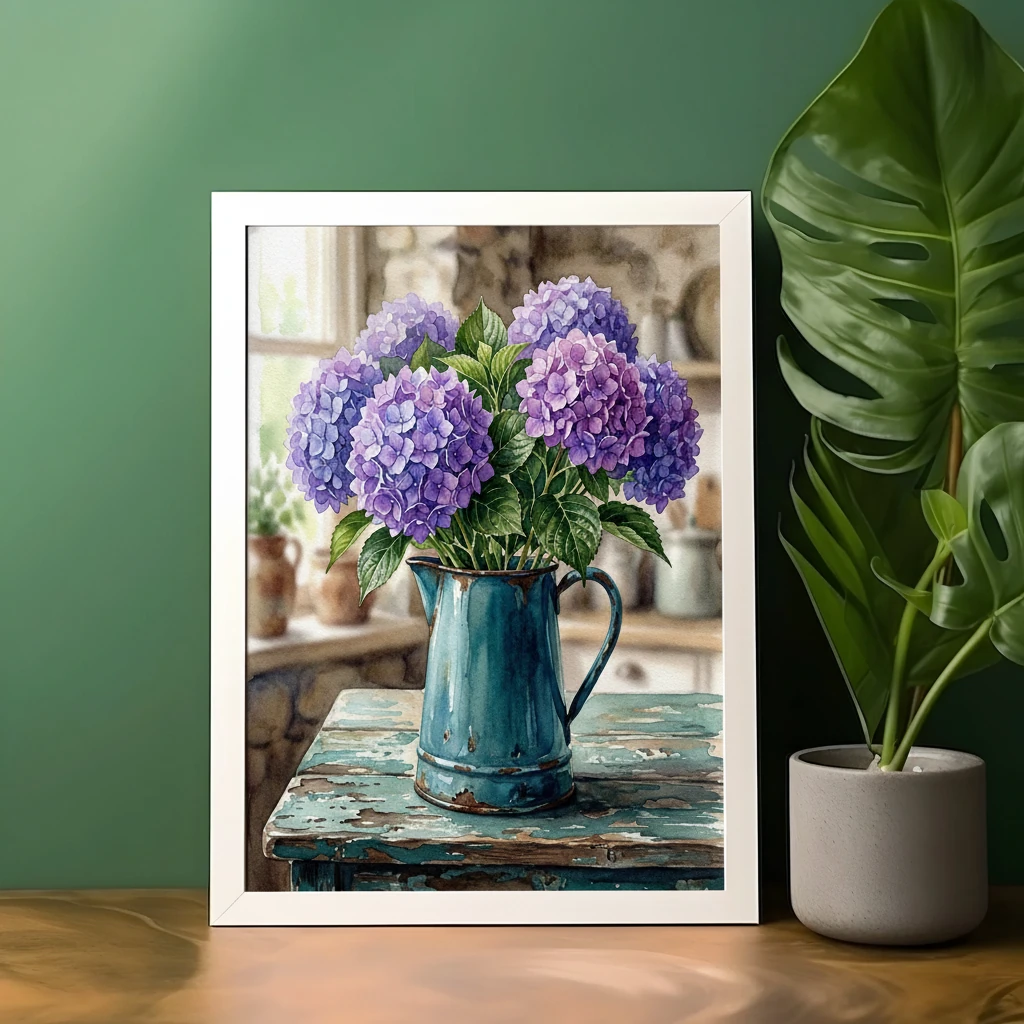 Purple Hydrangeas Enamel Pitcher preview 3