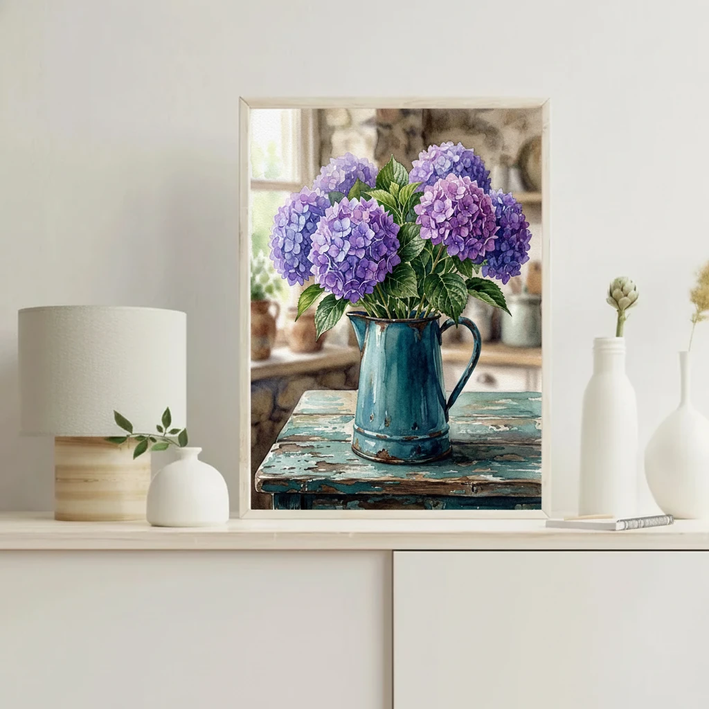 Purple Hydrangeas Enamel Pitcher preview 5