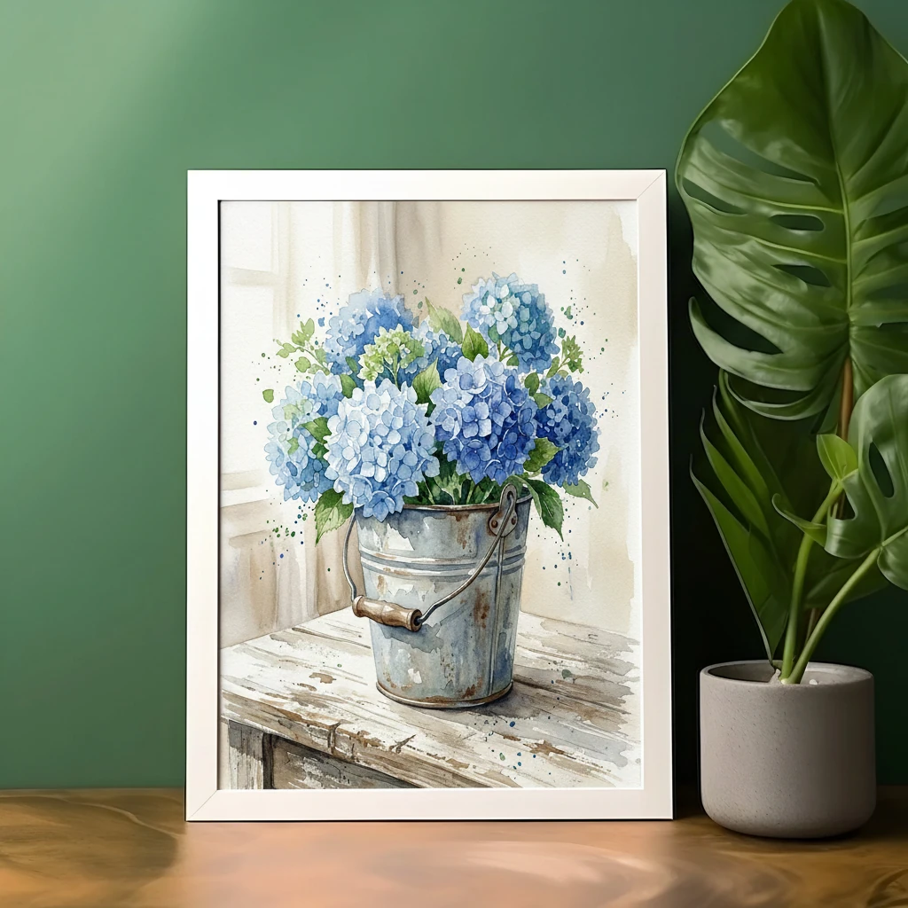 Blue Hydrangeas Galvanized preview 3