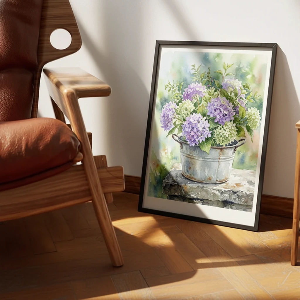 Lavender Hydrangeas Zinc Tub preview 4