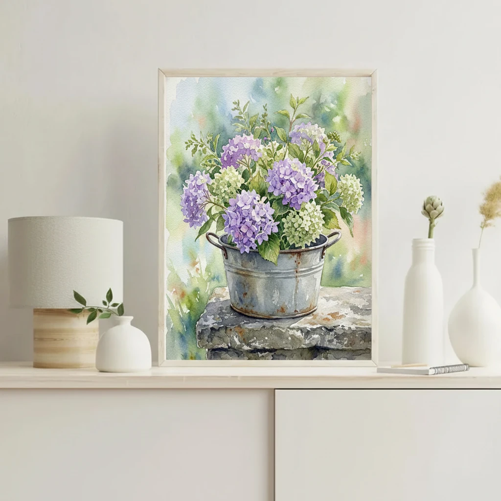 Lavender Hydrangeas Zinc Tub preview 5