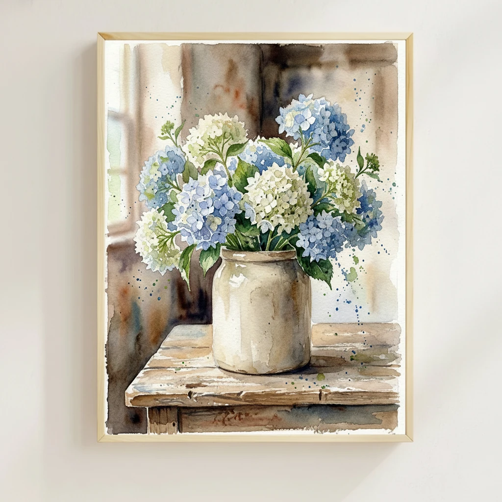 Blue Hydrangeas Stoneware Crock preview 2