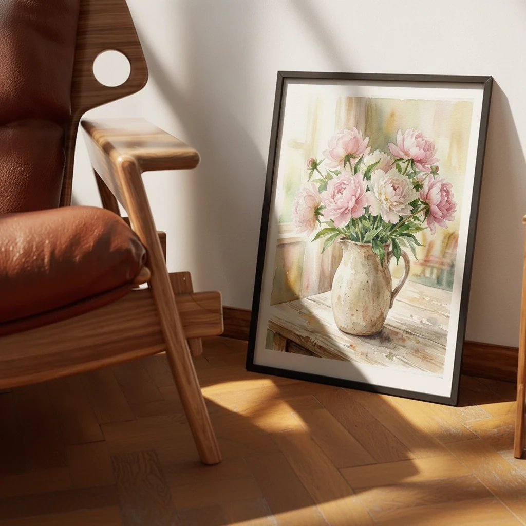 Peonies in Stoneware Jug preview 3