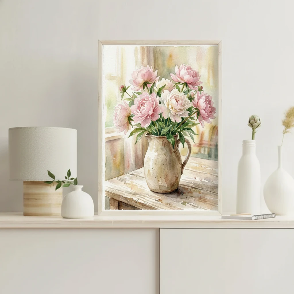 Peonies in Stoneware Jug preview 4
