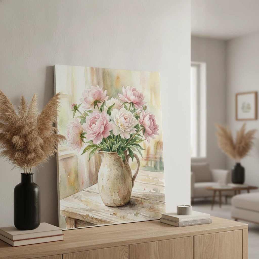 Peonies in Stoneware Jug preview 5