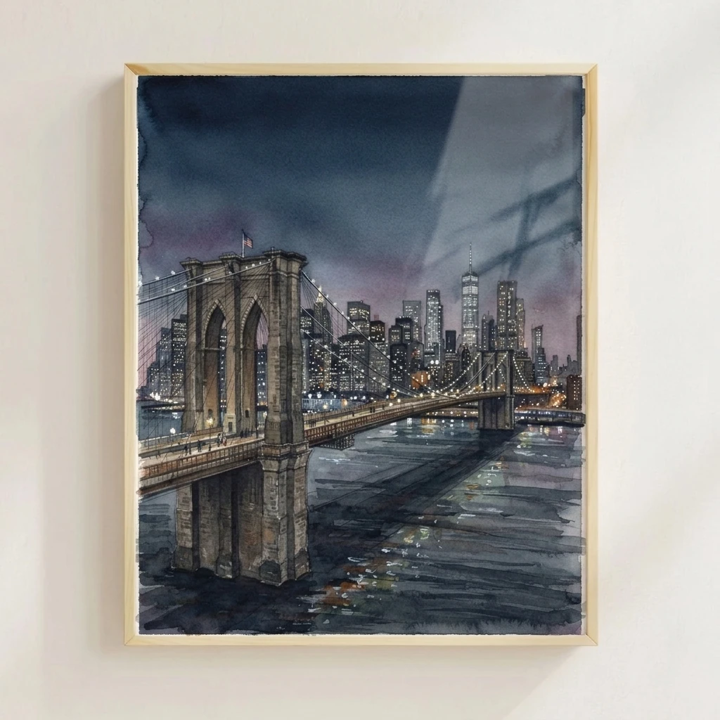 Brooklyn Bridge Night Skyline preview 2