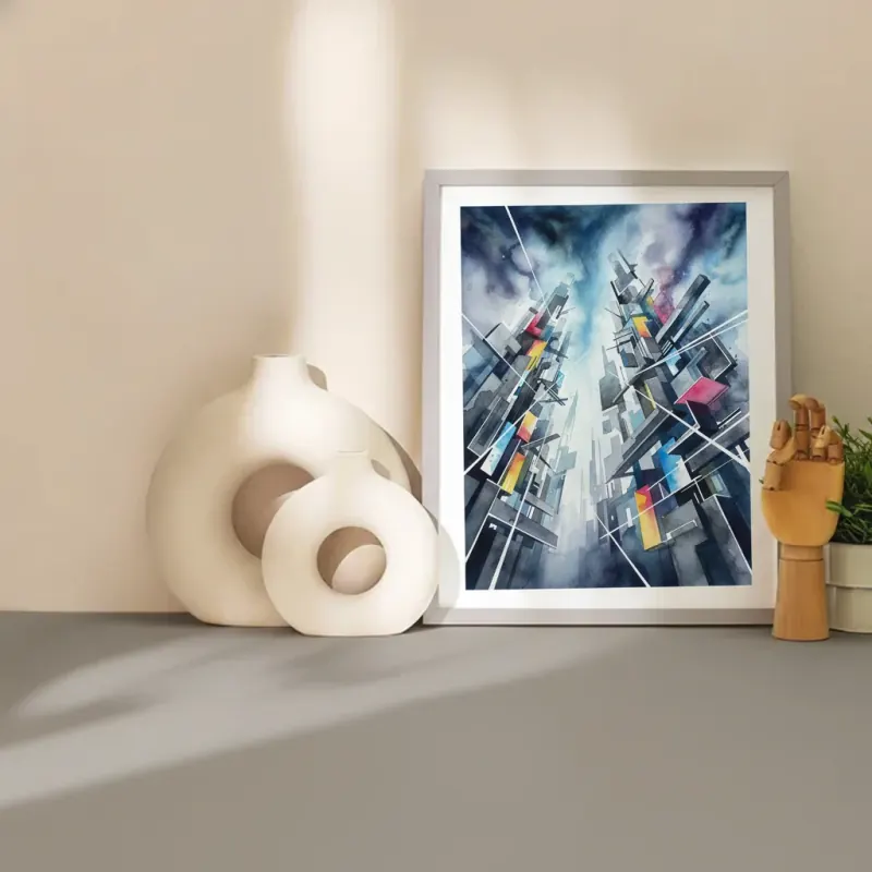 Abstract Deconstructivist Architecture watercolor print