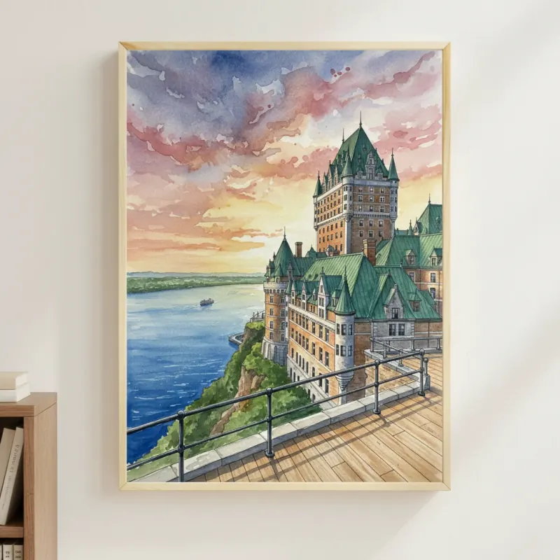 Chateau Frontenac Overlook watercolor print