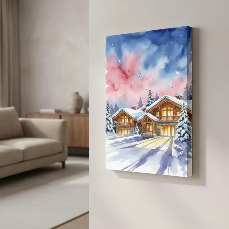 Courchevel Village Glow watercolor print