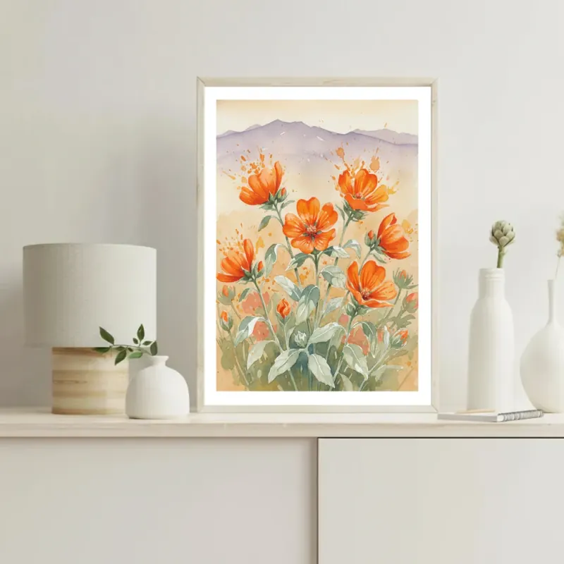 Orange Globe Mallow Bloom print