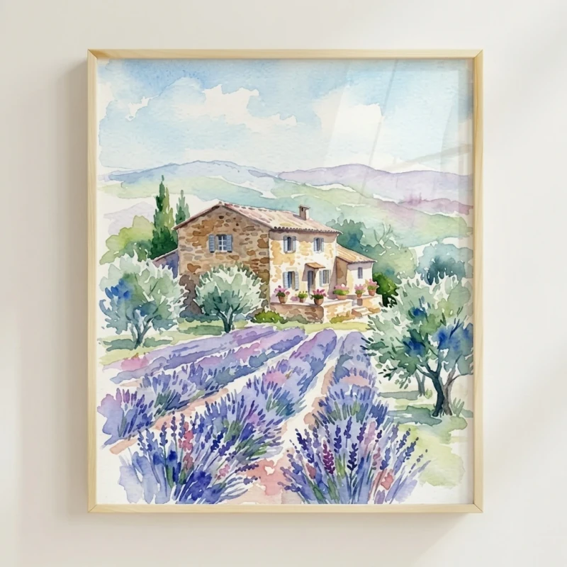 Sunlit Provence Farmhouse and Lavender Rows
