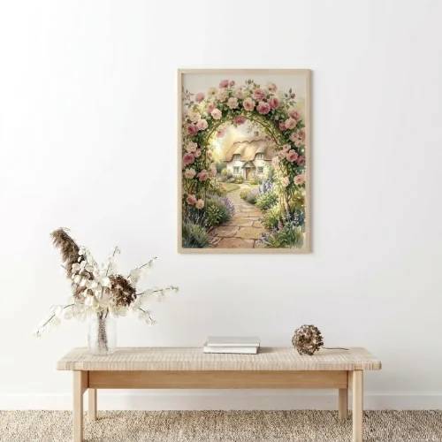 Summer Bower: Cottage Rose Archway Watercolor preview 5