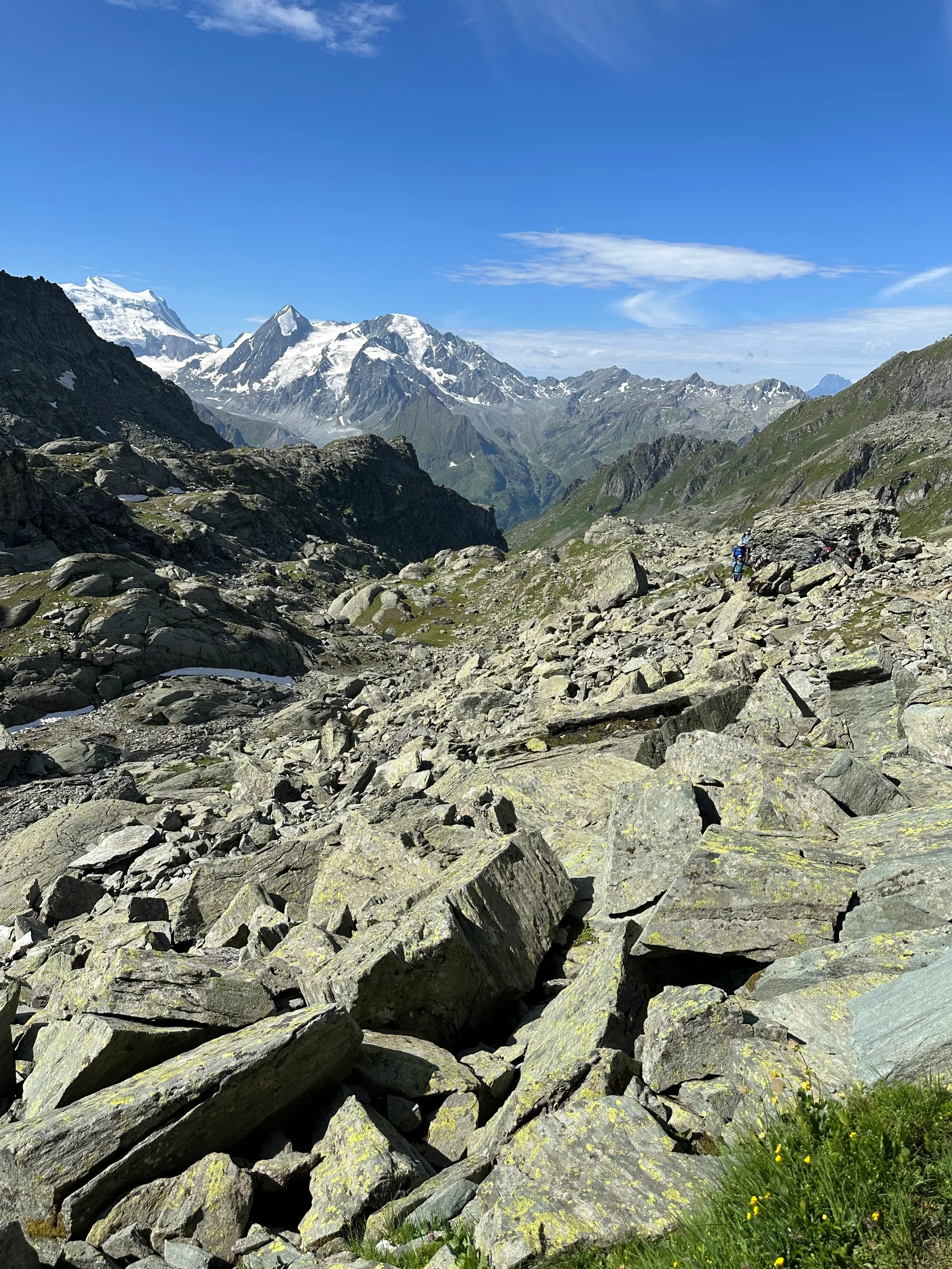 Picking a line across the boulder fields of the Grand Désert, the route's most remote ground.