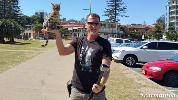 Robert Dollwet with Boomer the Silver Bengal