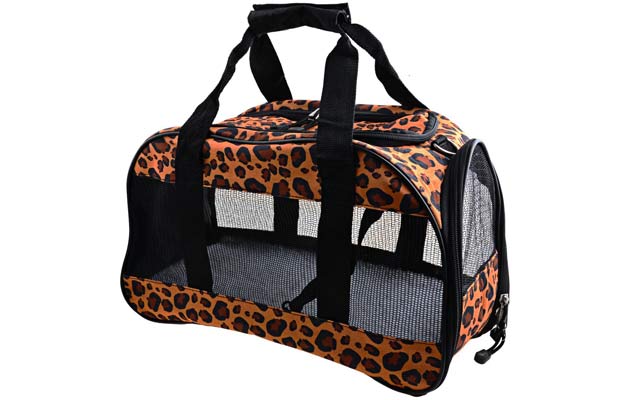 Aoleytech Airline Pet Carrier Leopard Print Cat