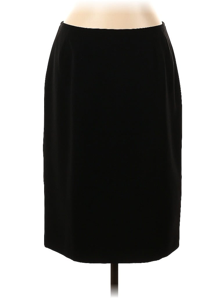 Suit Studio Casual Skirt: Black Solid Bottoms - Size 12 Petite