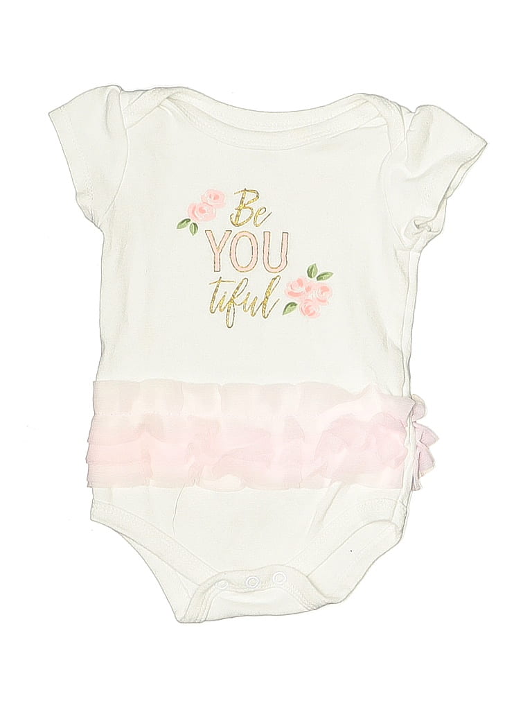 Little Treasure Short Sleeve Onesie: Ivory Bottoms - Size 6-9 Month