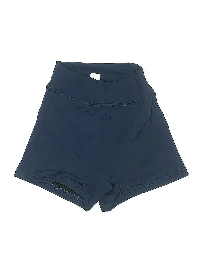 Lime Ricki Athletic Shorts: Blue Solid Pattern Activewear - Size 2X-Small