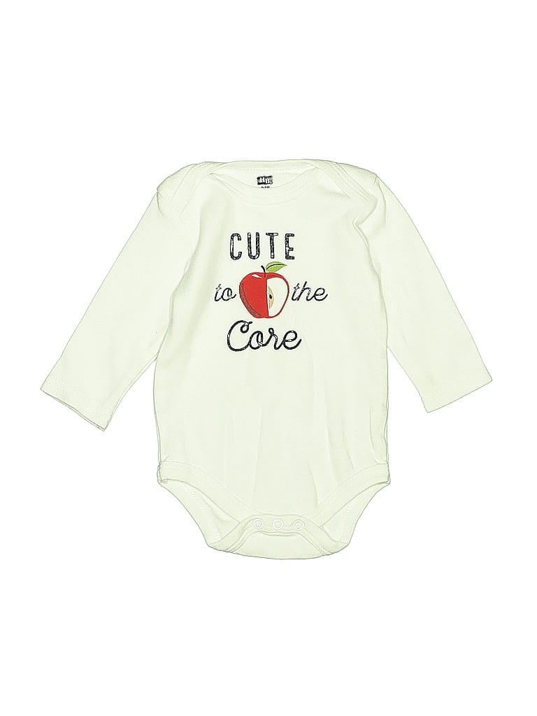 Hb Long Sleeve Onesie: Ivory Graphic Bottoms - Size 0-3 Month