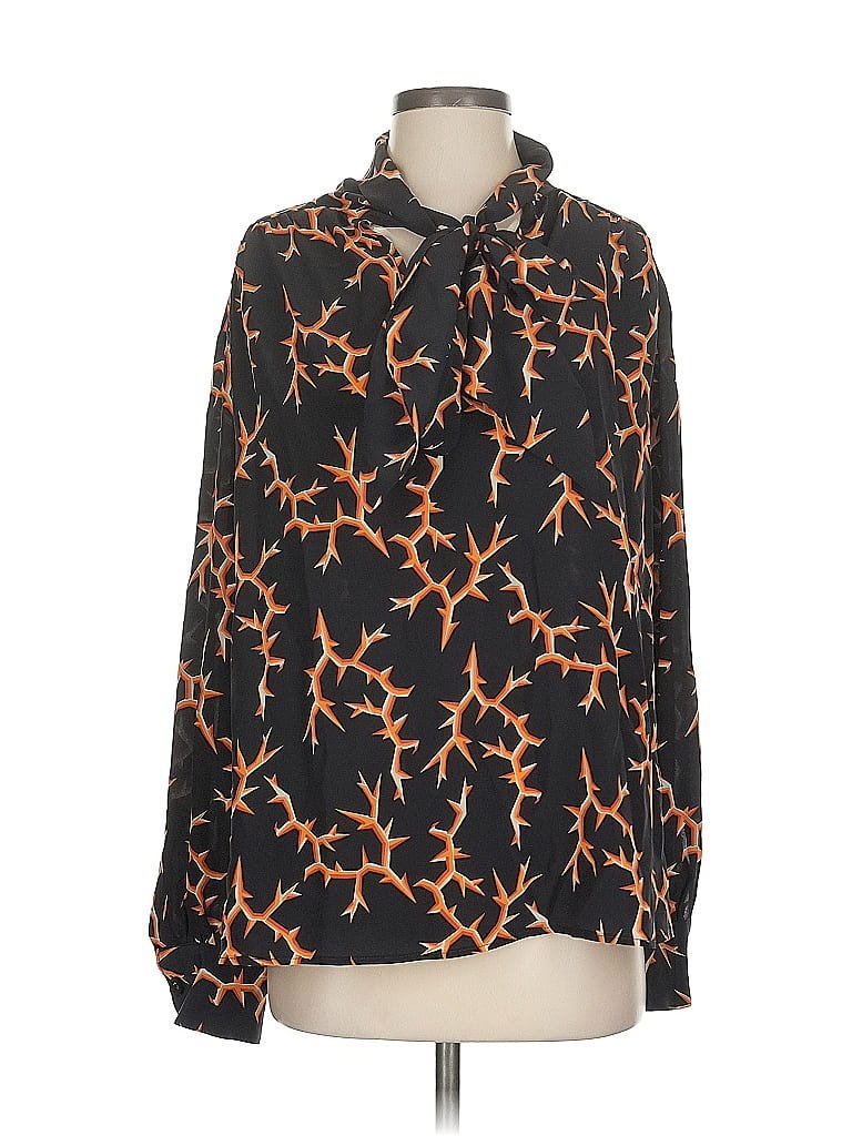 BAACAL Long Sleeve Silk Top Black Print Pattern Cowl Neck Tops - Used - Size 1