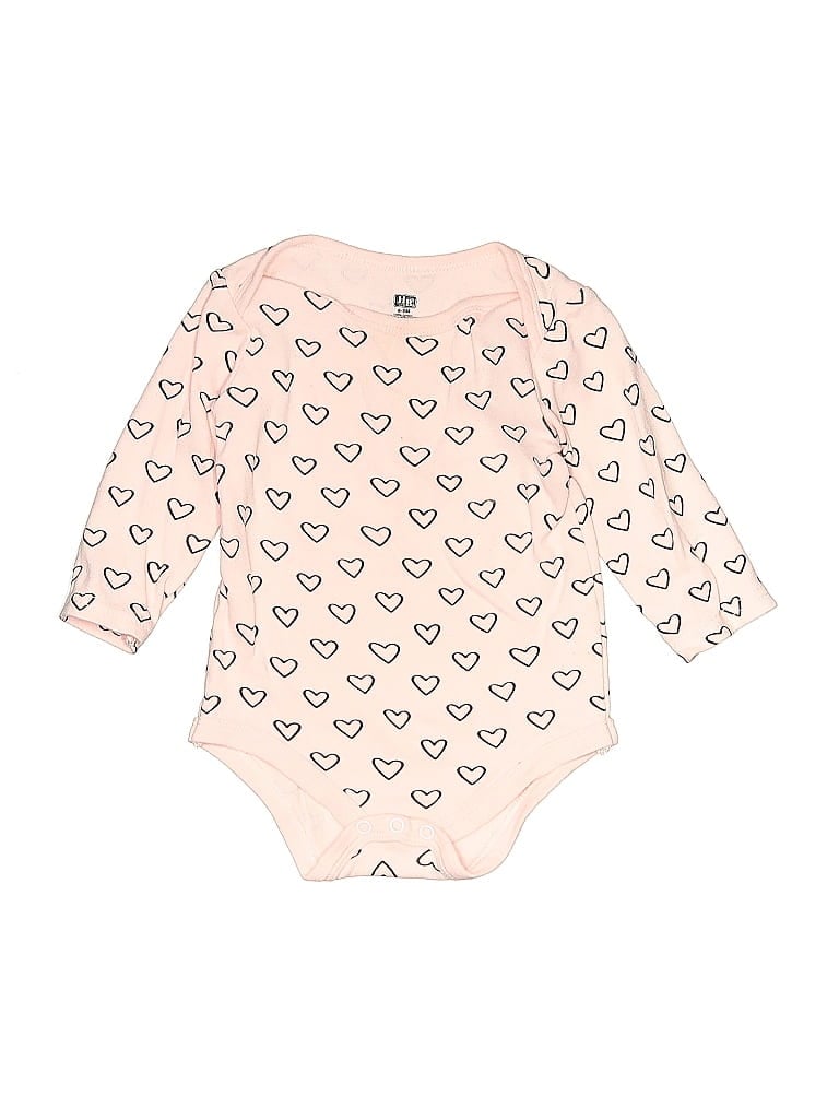 Hb Long Sleeve Onesie: Pink Hearts Bottoms - Size 6-9 Month