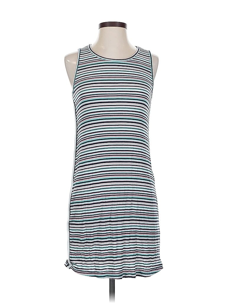 Splendid x Gray Malin Casual Dress - Shift: Teal Stripes Pattern Dresses - Used - Size Small
