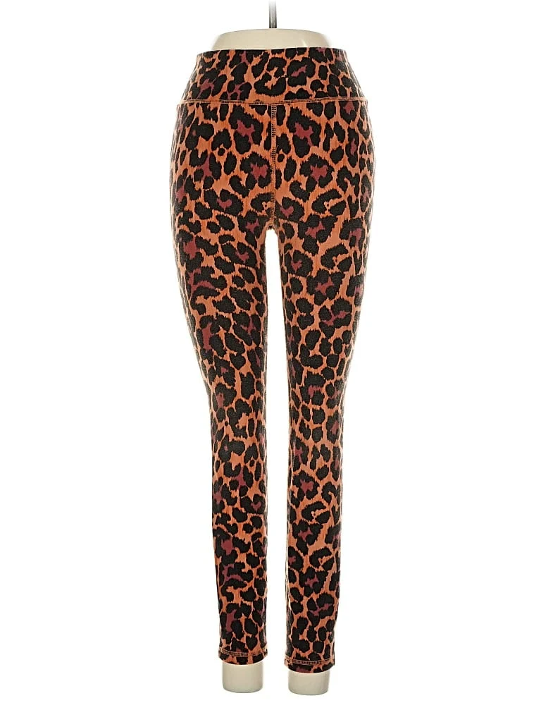Weekend Leggings: Orange Animal Print Bottoms - Size X-Small